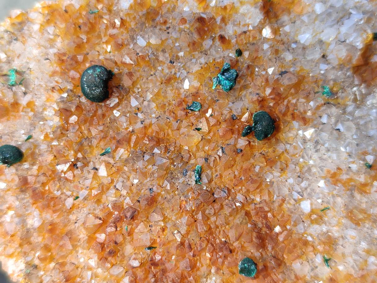 Natural Ball Malachite Specimens Coated with Drusy Quartz on Dolomite x 4 From Mindingi Mine, Congo - Toprock Gemstones and Minerals 
