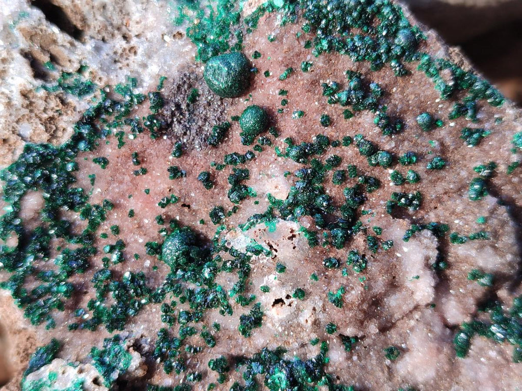 Natural Ball Malachite Specimens Coated with Drusy Quartz on Dolomite x 4 From Mindingi Mine, Congo - Toprock Gemstones and Minerals 