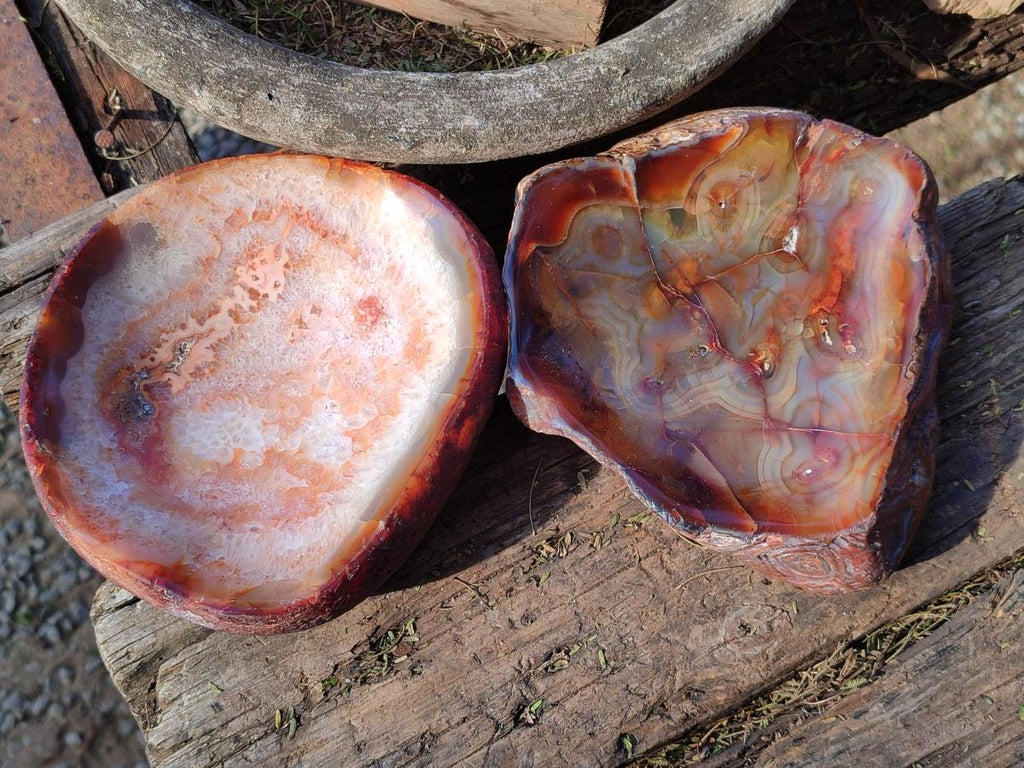 Polished Carnelian Agate Gemstone Bowls x 2 From Madagascar - Toprock Gemstones and Minerals 