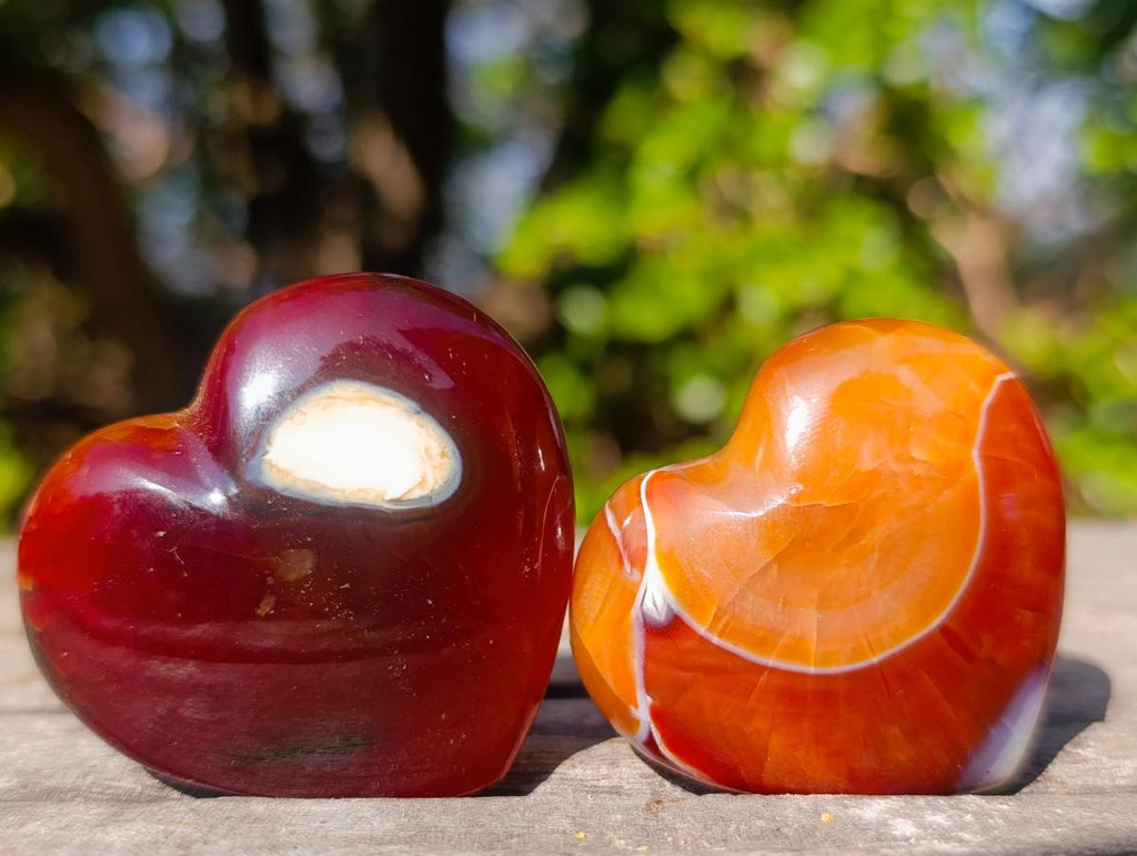 Polished Carnelian Agate Gemstone Hearts x 24 From Madagascar - Toprock Gemstones and Minerals 