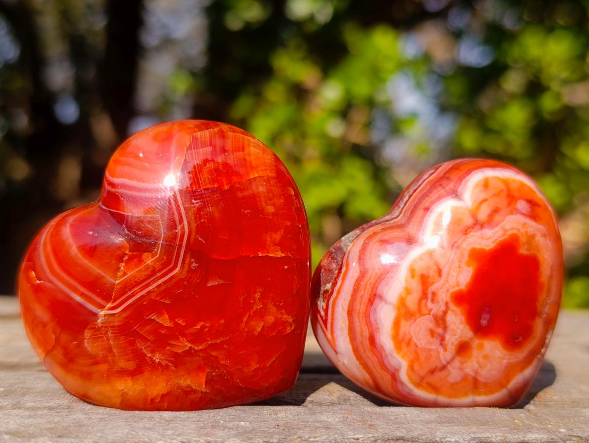 Polished Carnelian Agate Gemstone Hearts x 24 From Madagascar - Toprock Gemstones and Minerals 