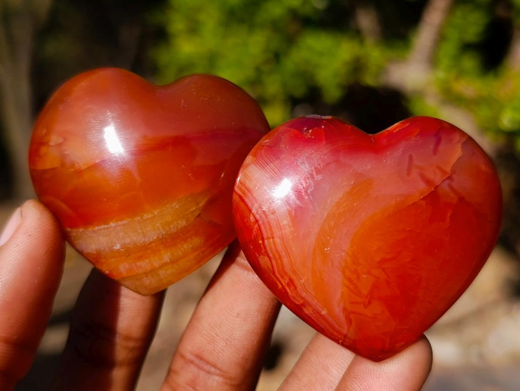 Polished Carnelian Agate Gemstone Hearts x 24 From Madagascar - Toprock Gemstones and Minerals 