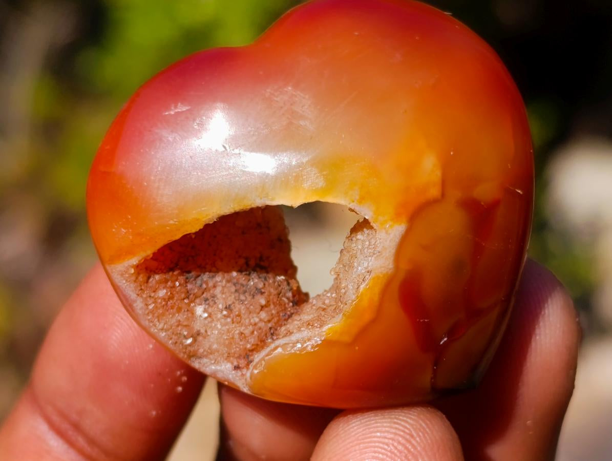 Polished Carnelian Agate Gemstone Hearts x 24 From Madagascar - Toprock Gemstones and Minerals 