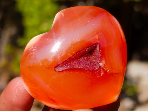 Polished Carnelian Agate Gemstone Hearts x 24 From Madagascar - Toprock Gemstones and Minerals 