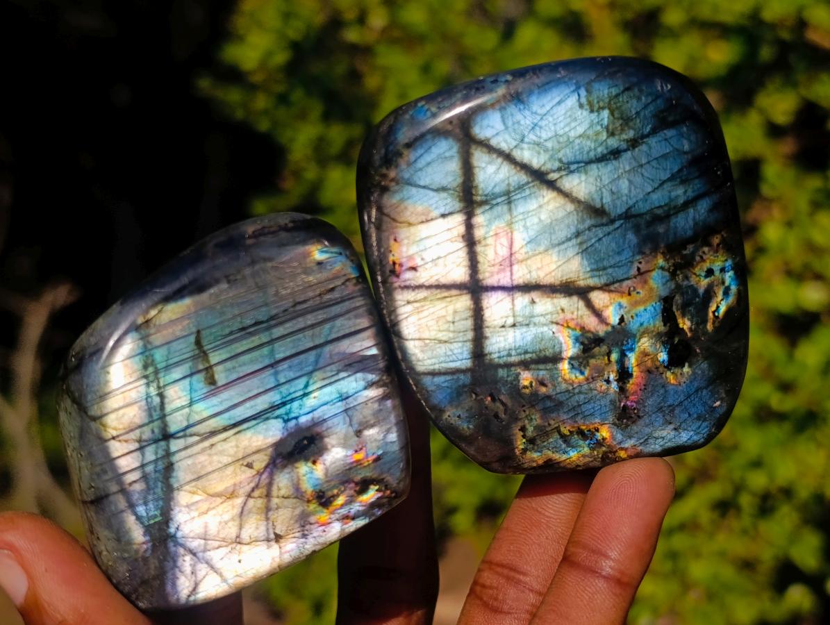 Polished Labradorite Standing Display Pieces x 12 From Madagascar - Toprock Gemstones and Minerals 