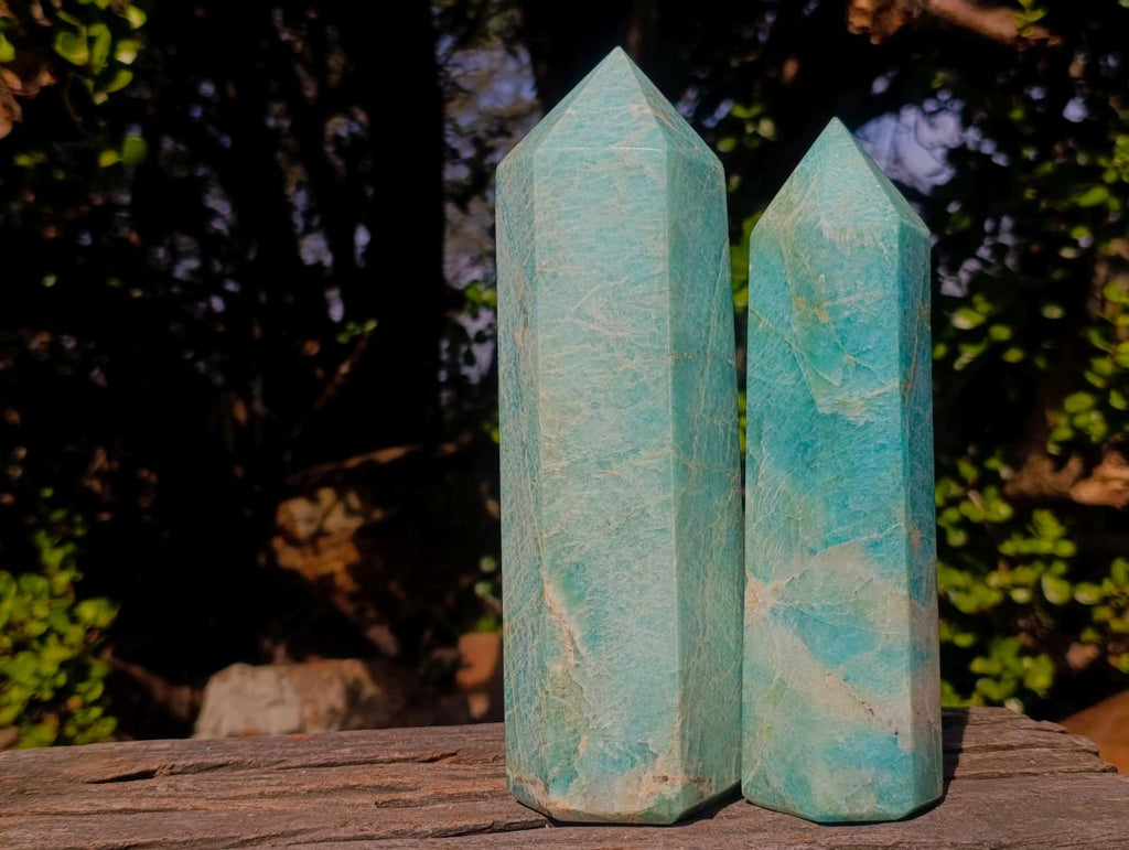 Polished Amazonite Display Crystals x 2 From Madagascar - Toprock Gemstones and Minerals 