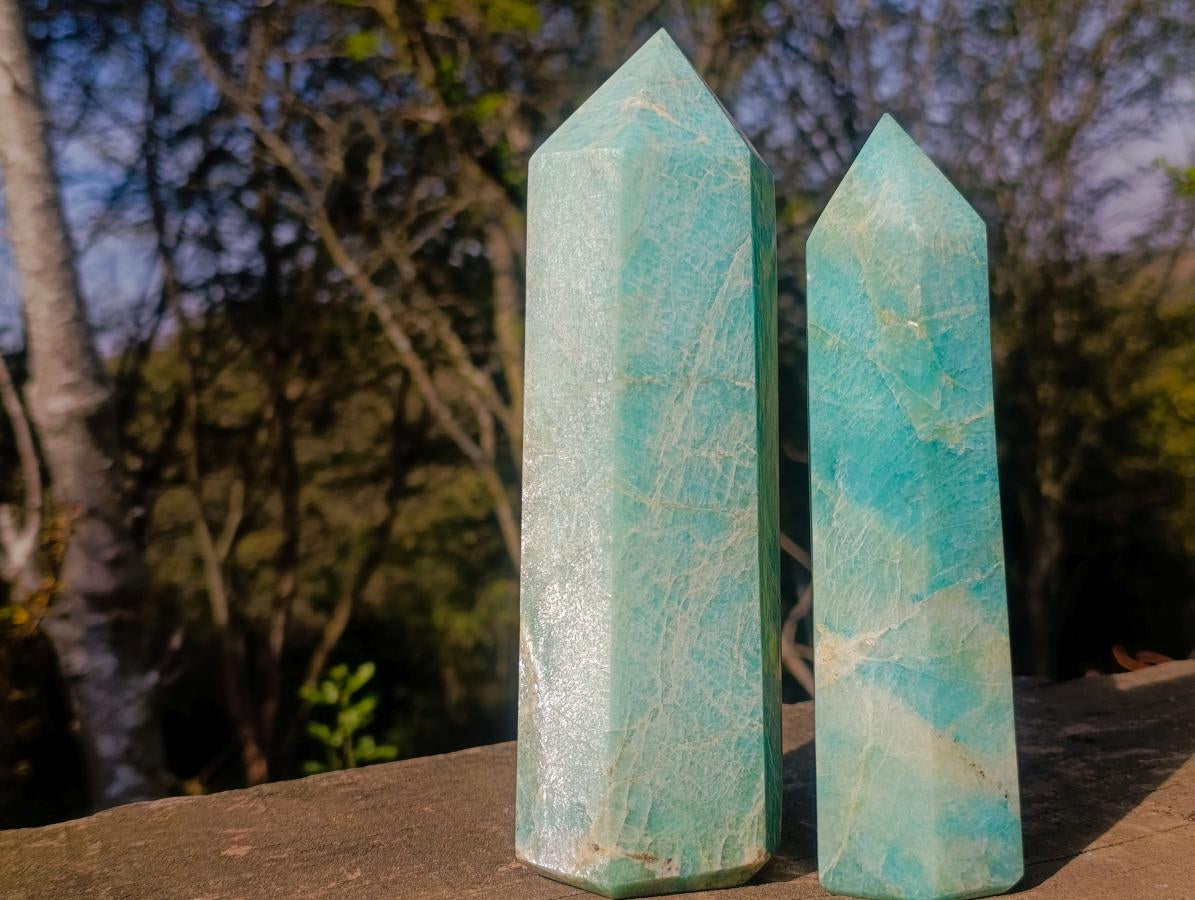 Polished Amazonite Display Crystals x 2 From Madagascar - Toprock Gemstones and Minerals 