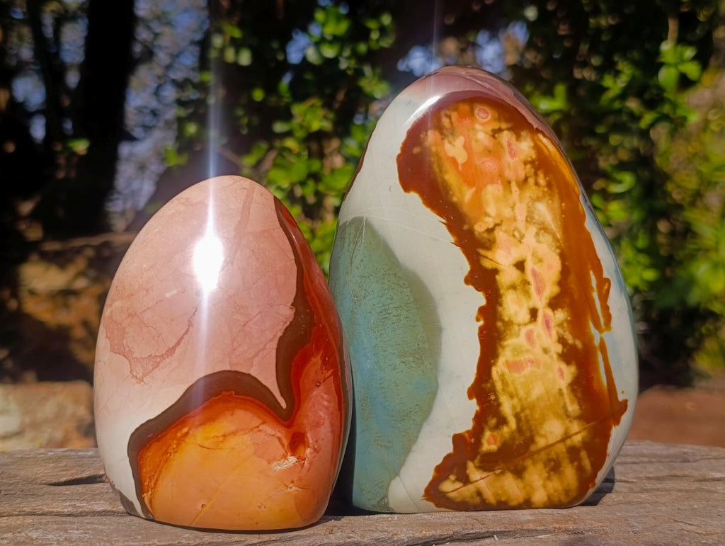 Polished Polychrome Jasper Standing Display Pieces x 2 From NW Coast, Madagascar - Toprock Gemstones and Minerals 