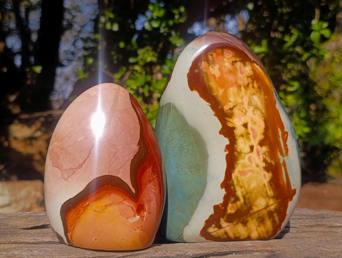Polished Polychrome Jasper Standing Display Pieces x 2 From NW Coast, Madagascar - Toprock Gemstones and Minerals 