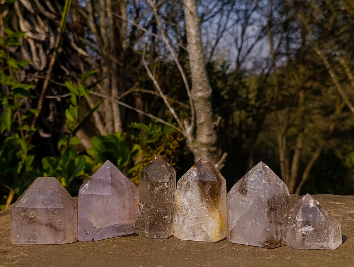 Polished Smokey Quartz Crystals x 6 From Madagascar - Toprock Gemstones and Minerals 