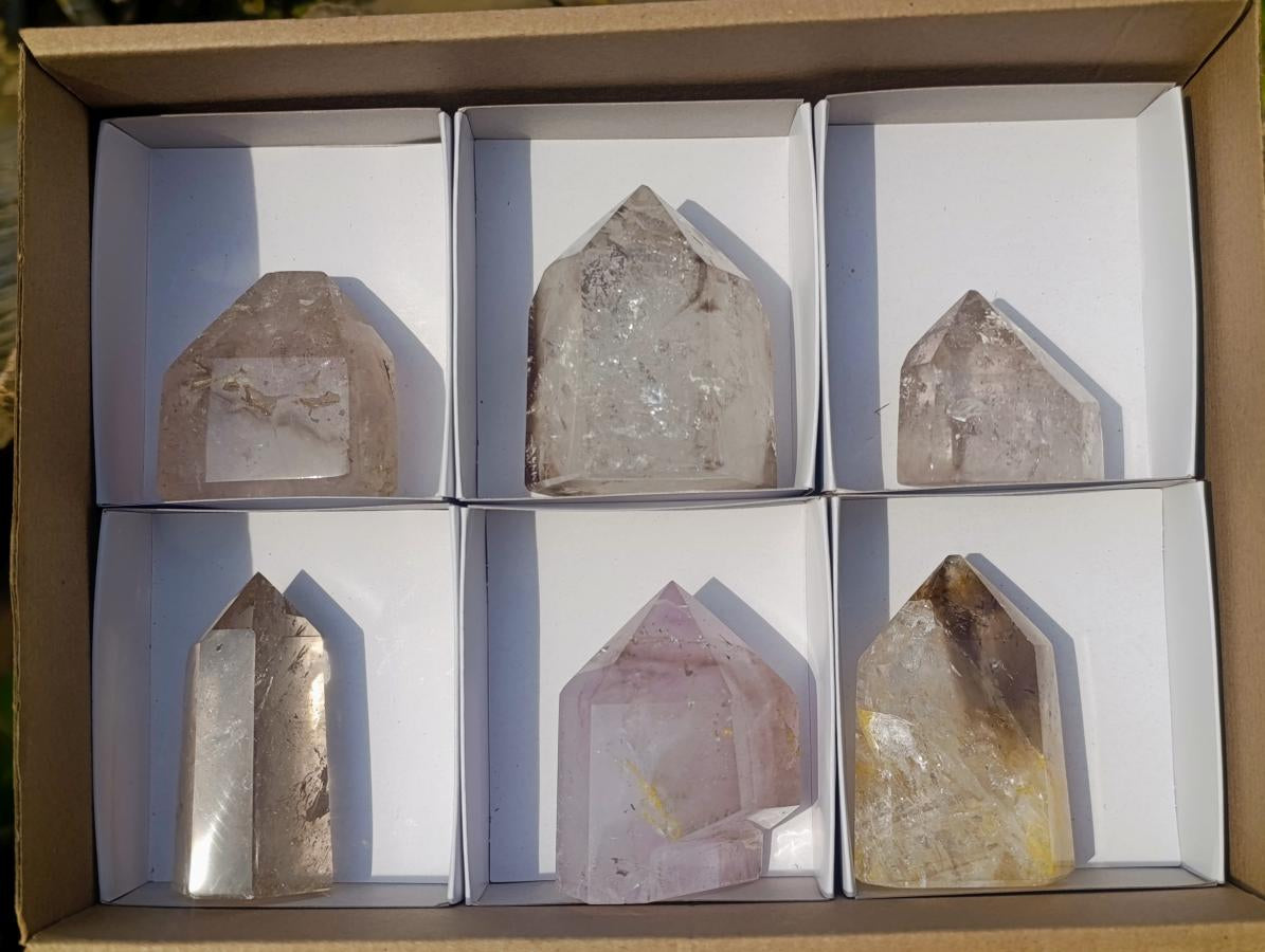 Polished Smokey Quartz Crystals x 6 From Madagascar - Toprock Gemstones and Minerals 