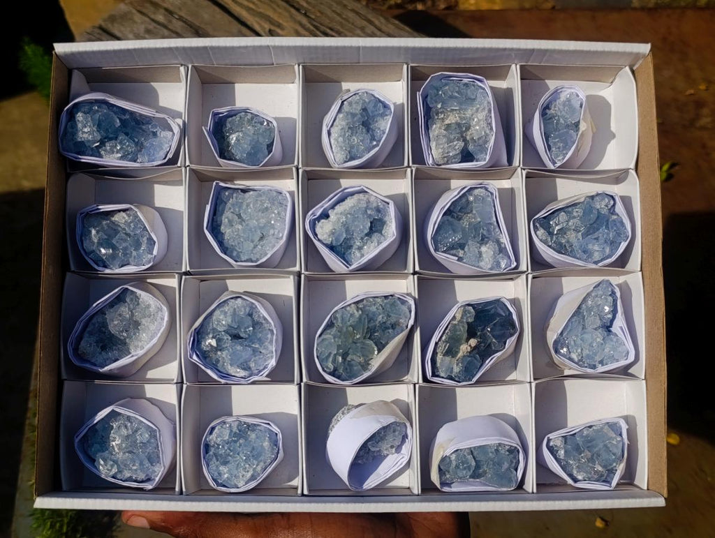Natural Blue Celestite Specimens x 20 From Sakoany, Madagascar - Toprock Gemstones and Minerals 