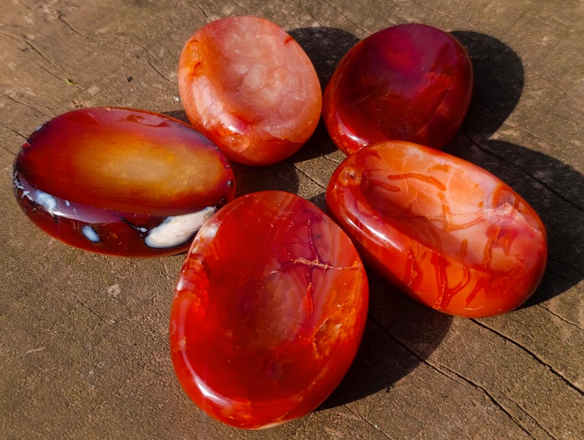 Polished Carnelian Agate Gemstone Bowls x 12 From Madagascar - Toprock Gemstones and Minerals 