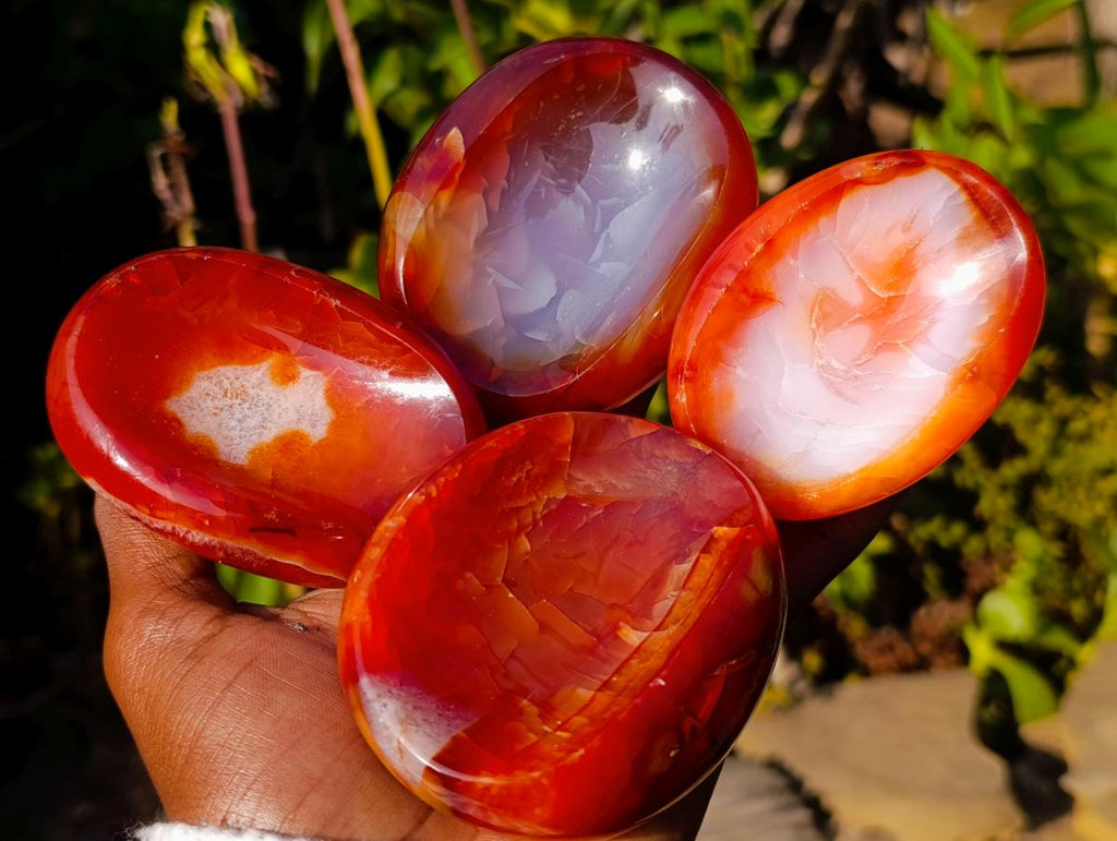 Polished Carnelian Agate Gemstone Bowls x 12 From Madagascar - Toprock Gemstones and Minerals 