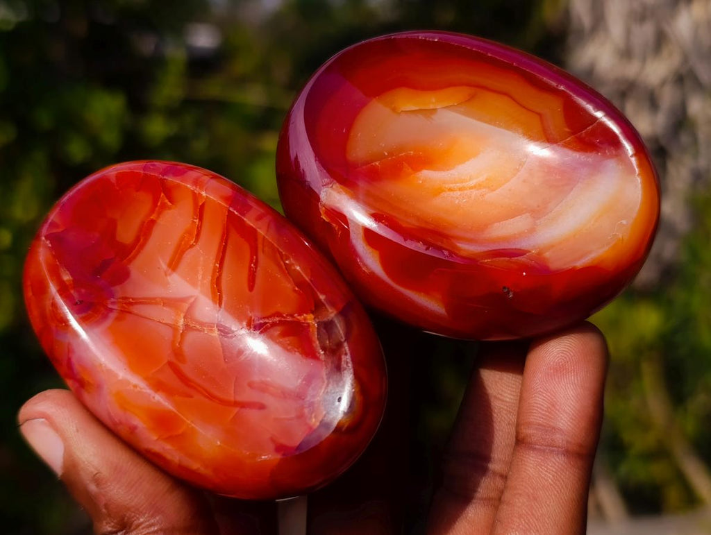 Polished Carnelian Agate Gemstone Bowls x 12 From Madagascar - Toprock Gemstones and Minerals 