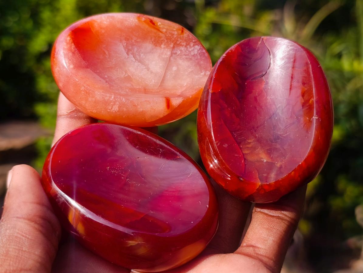 Polished Carnelian Agate Gemstone Bowls x 12 From Madagascar - Toprock Gemstones and Minerals 