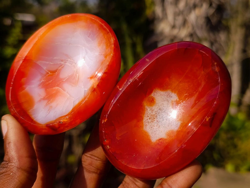 Polished Carnelian Agate Gemstone Bowls x 12 From Madagascar - Toprock Gemstones and Minerals 