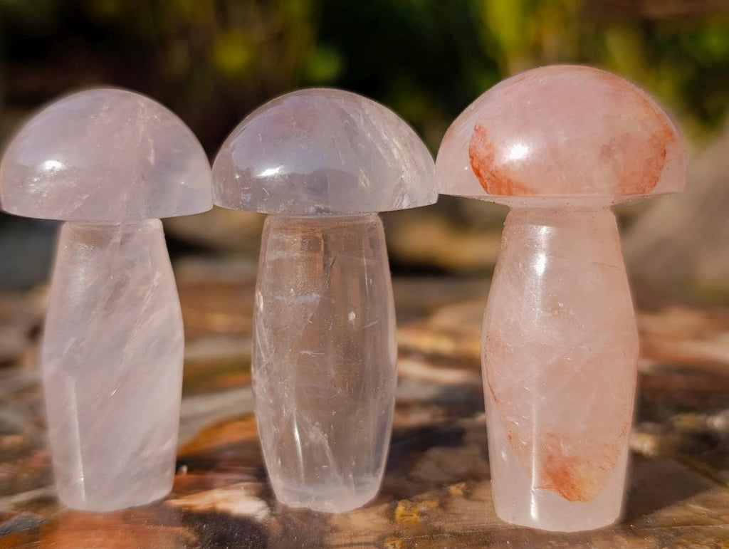 Polished Gemmy Rose Quartz Mushrooms x 24 From Madagascar - Toprock Gemstones and Minerals 