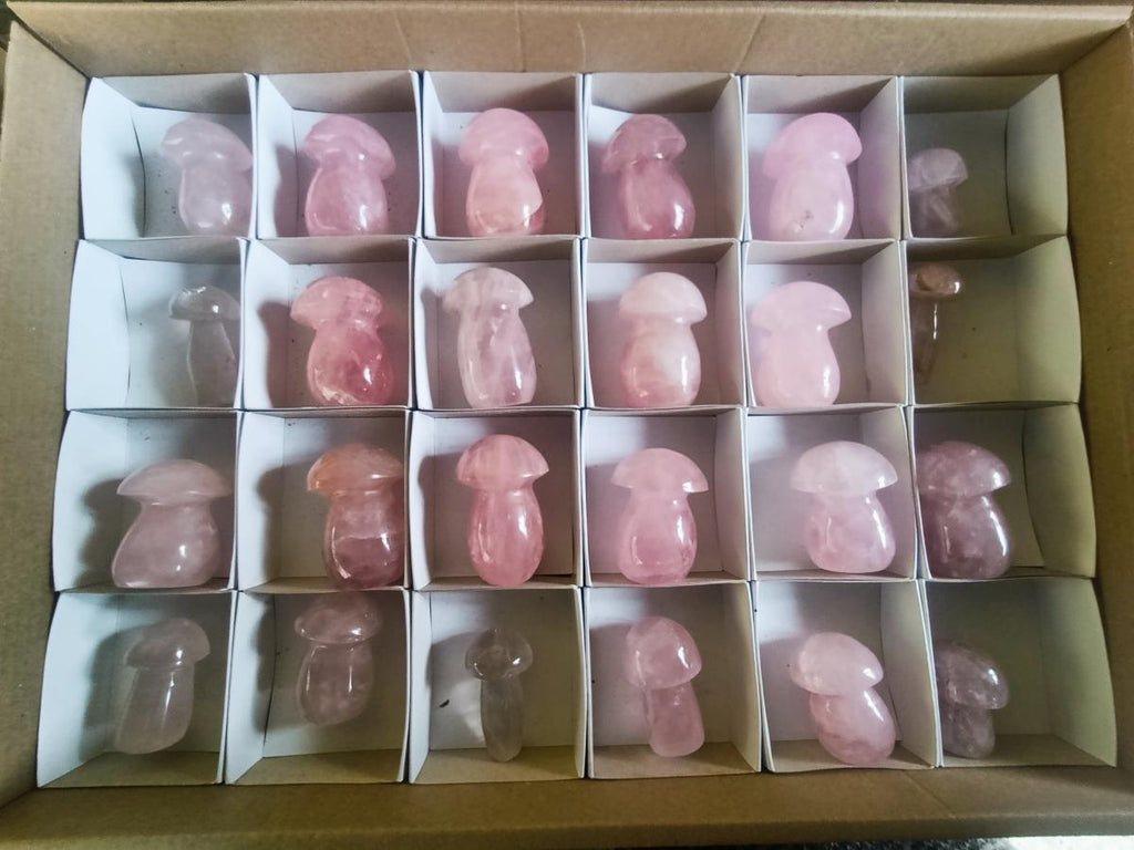 Polished Gemmy Rose Quartz Mushrooms x 24 From Madagascar - Toprock Gemstones and Minerals 