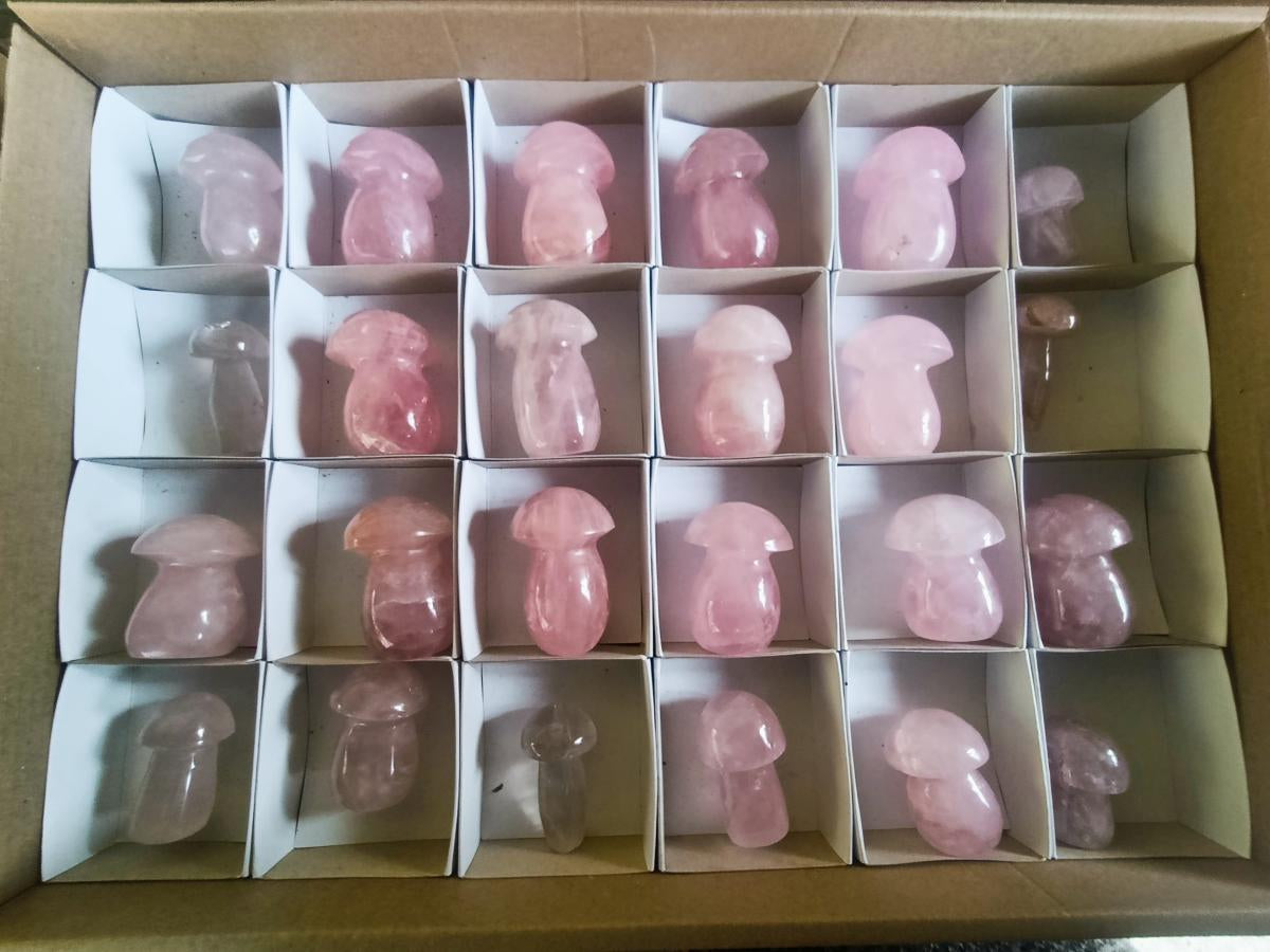 Polished Gemmy Rose Quartz Mushrooms x 24 From Madagascar - Toprock Gemstones and Minerals 