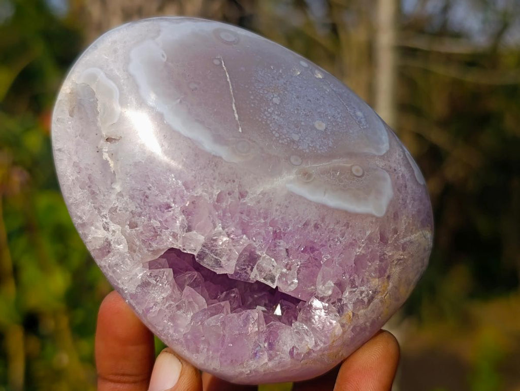 Polished Agate Amethyst Geodes Standing Display Pieces x 4 From Maintirano, Madagascar - Toprock Gemstones and Minerals 