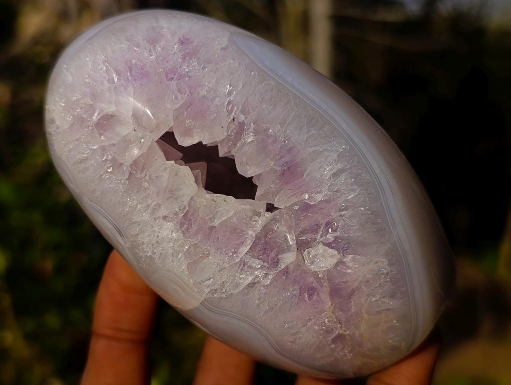 Polished Agate Amethyst Geodes Standing Display Pieces x 4 From Maintirano, Madagascar - Toprock Gemstones and Minerals 