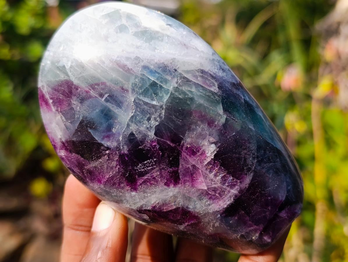 Polished Watermelon Fluorite Standing Display Pieces x 3 From Uis, Namibia - Toprock Gemstones and Minerals 