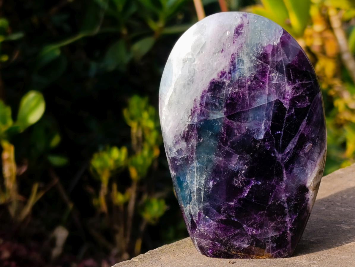 Polished Watermelon Fluorite Standing Display Pieces x 3 From Uis, Namibia - Toprock Gemstones and Minerals 