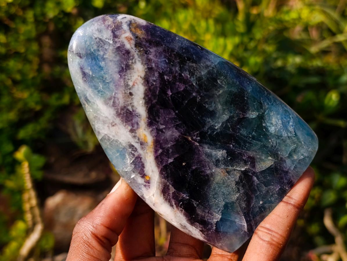 Polished Watermelon Fluorite Standing Display Pieces x 3 From Uis, Namibia - Toprock Gemstones and Minerals 