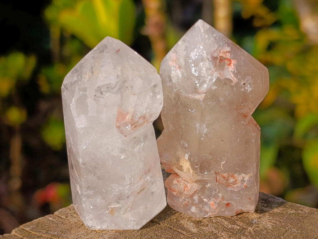 Polished GIrasol Elestial Quartz Crystals x 14 From Madagascar - Toprock Gemstones and Minerals 