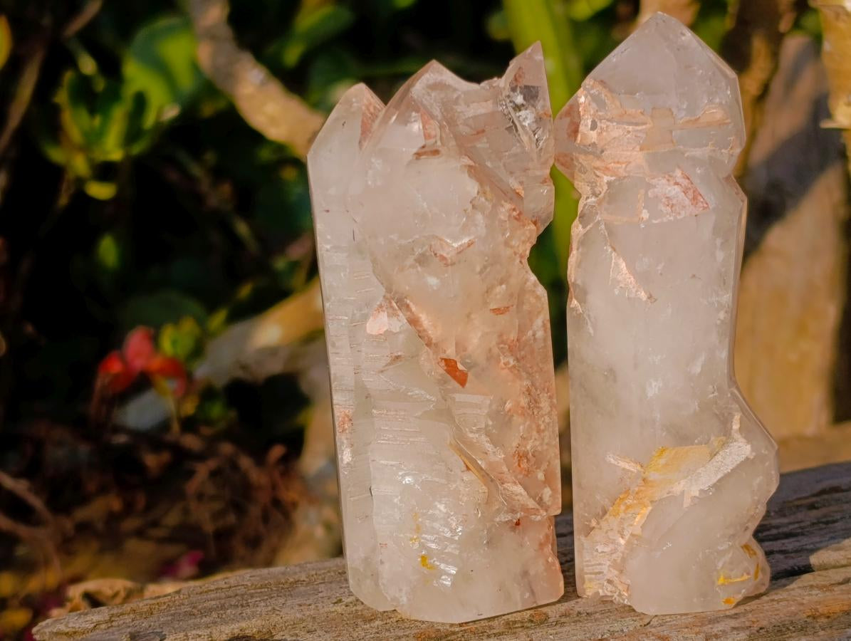 Polished GIrasol Elestial Quartz Crystals x 14 From Madagascar - Toprock Gemstones and Minerals 
