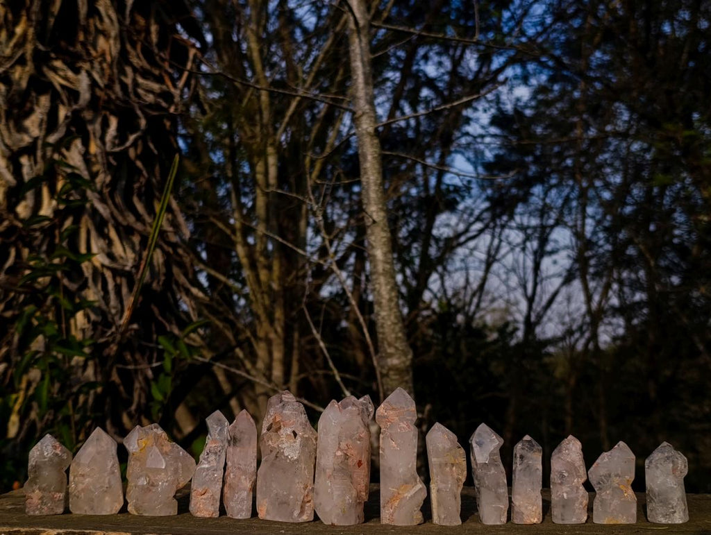 Polished GIrasol Elestial Quartz Crystals x 14 From Madagascar - Toprock Gemstones and Minerals 