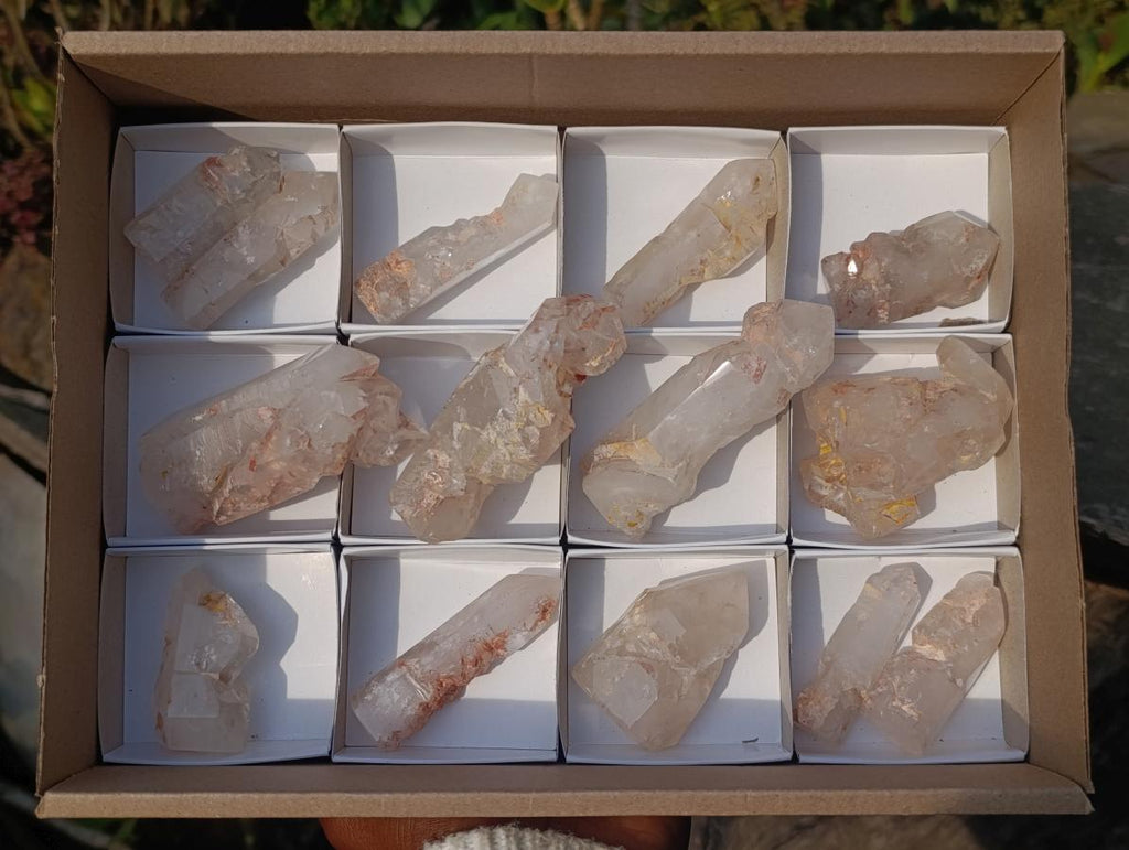 Polished GIrasol Elestial Quartz Crystals x 14 From Madagascar - Toprock Gemstones and Minerals 