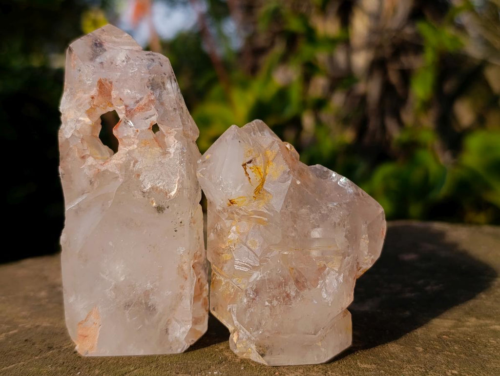 Polished GIrasol Elestial Quartz Crystals x 14 From Madagascar - Toprock Gemstones and Minerals 