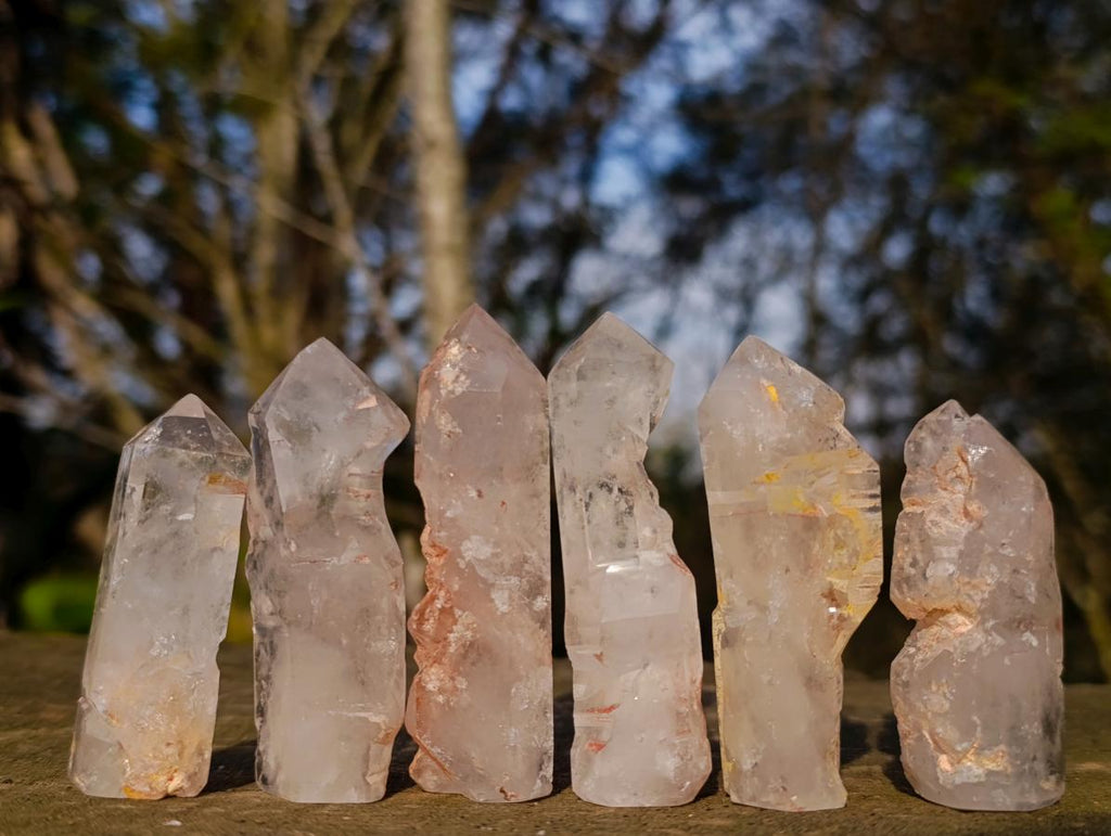 Polished GIrasol Elestial Quartz Crystals x 14 From Madagascar - Toprock Gemstones and Minerals 