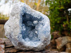 Natural Blue Celestite Geode Specimens x 2 From Sakoany, Madagascar - Toprock Gemstones and Minerals 