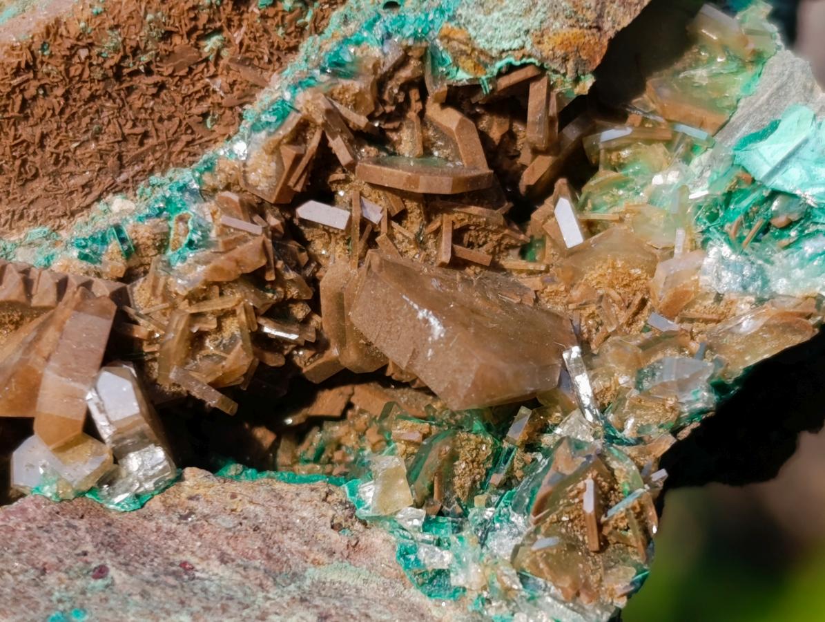 Natural Rare Bladed Barite with Malachite Specimens x 2 From Shangulowé Mine, Congo - Toprock Gemstones and Minerals 