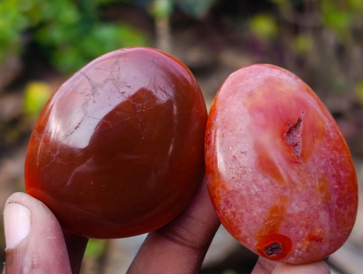 Polished Carnelian Agate Gemstone Galets x 35 From Madagascar - Toprock Gemstones and Minerals 