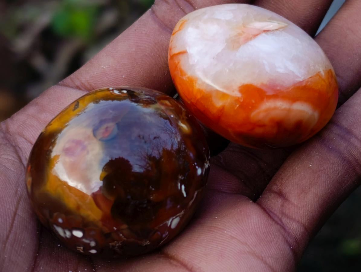 Polished Carnelian Agate Gemstone Galets x 35 From Madagascar - Toprock Gemstones and Minerals 