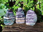 Polished Watermelon Fluorite Standing Display Pieces x 3 From Uis, Namibia - Toprock Gemstones and Minerals 