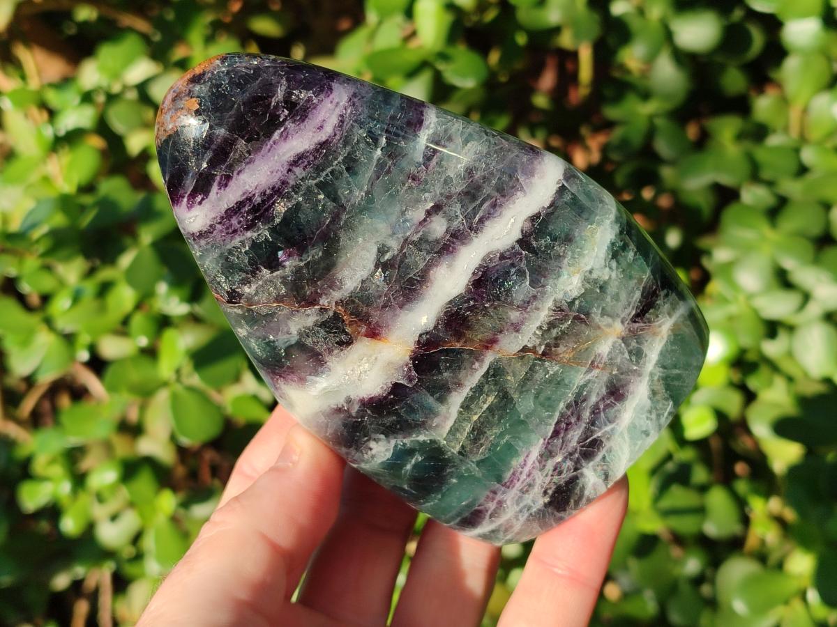 Polished Watermelon Fluorite Standing Display Pieces x 3 From Uis, Namibia - Toprock Gemstones and Minerals 