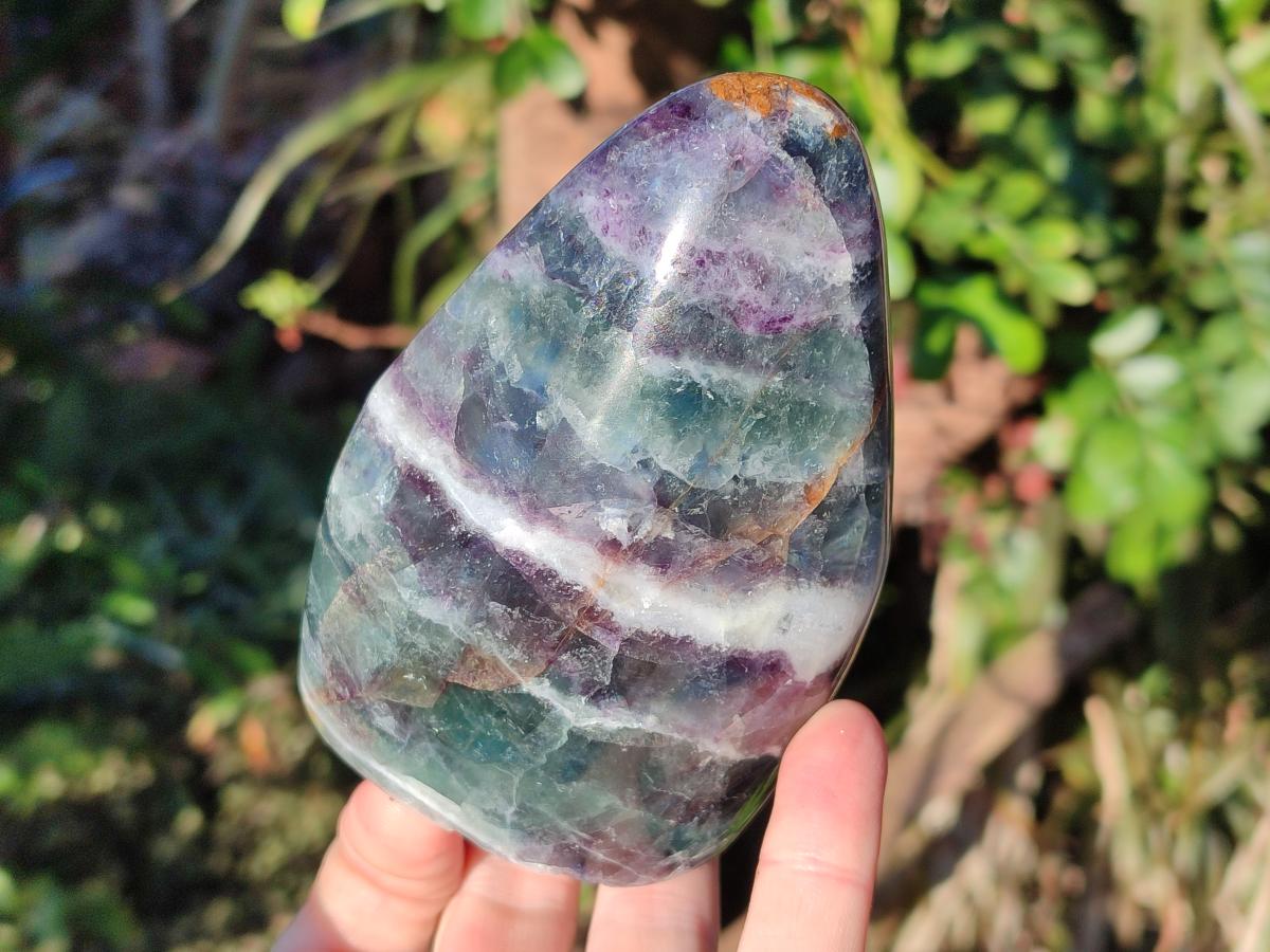 Polished Watermelon Fluorite Standing Display Pieces x 3 From Uis, Namibia - Toprock Gemstones and Minerals 