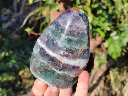Polished Watermelon Fluorite Standing Display Pieces x 3 From Uis, Namibia - Toprock Gemstones and Minerals 
