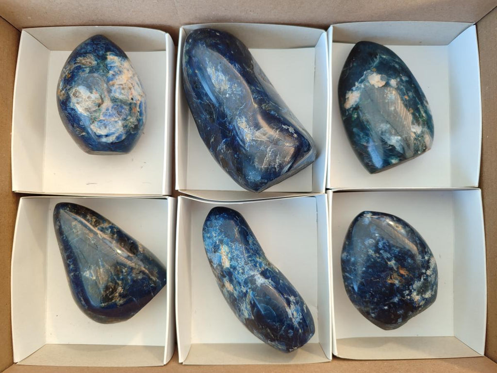 Polished Dumortierite Standing Display Pieces x 6 From Madagascar - Toprock Gemstones and Minerals 
