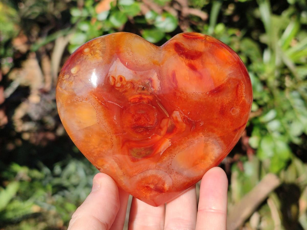 Polished Carnelian Agate Gemstone Hearts x 4 From Madagascar - Toprock Gemstones and Minerals 