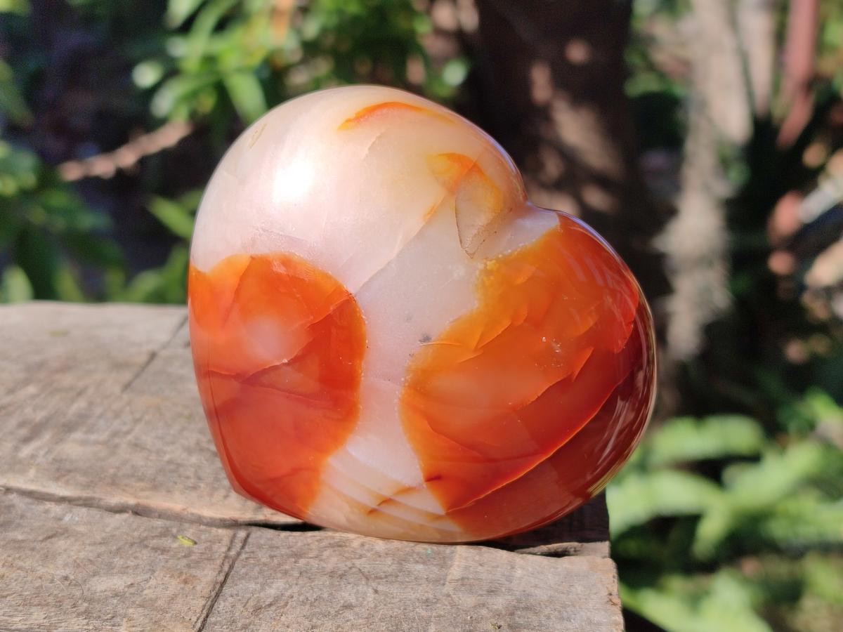Polished Carnelian Agate Gemstone Hearts x 4 From Madagascar - Toprock Gemstones and Minerals 