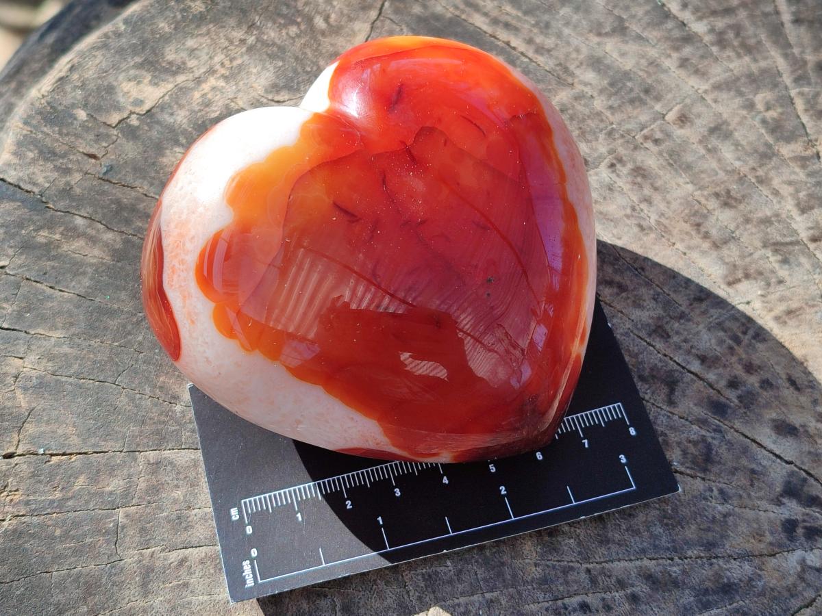 Polished Carnelian Agate Gemstone Hearts x 4 From Madagascar - Toprock Gemstones and Minerals 