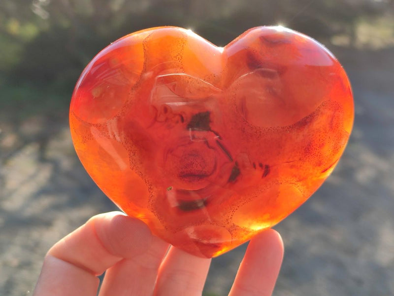 Polished Carnelian Agate Gemstone Hearts x 4 From Madagascar - Toprock Gemstones and Minerals 