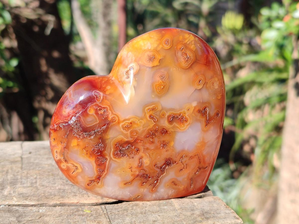 Polished Carnelian Agate Gemstone Hearts x 4 From Madagascar - Toprock Gemstones and Minerals 