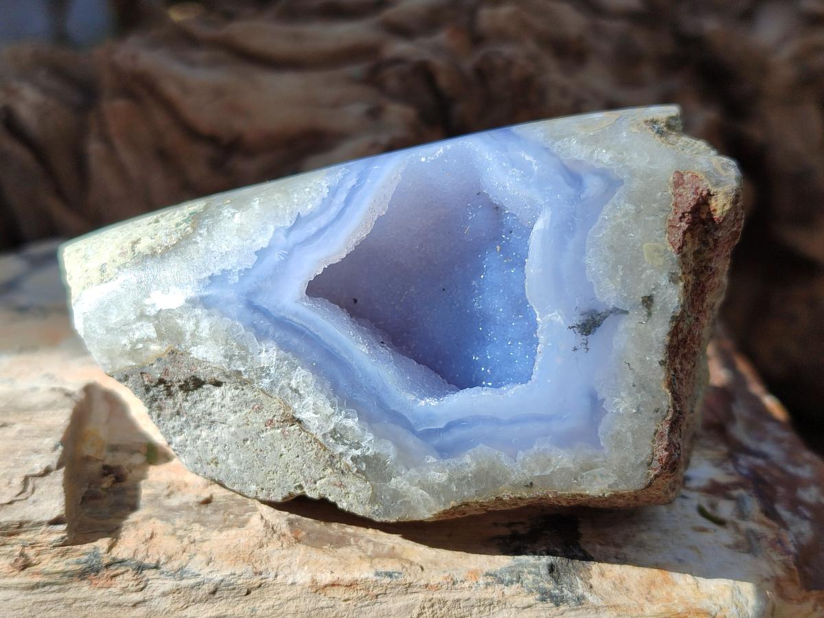 Polished On One Side Blue Lace Agate Geodes x 24 From Nsanje, Malawi - Toprock Gemstones and Minerals 